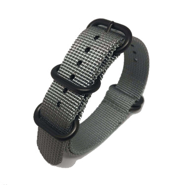 Zulu Military Style Strap - Silver Grey - Black Buckle